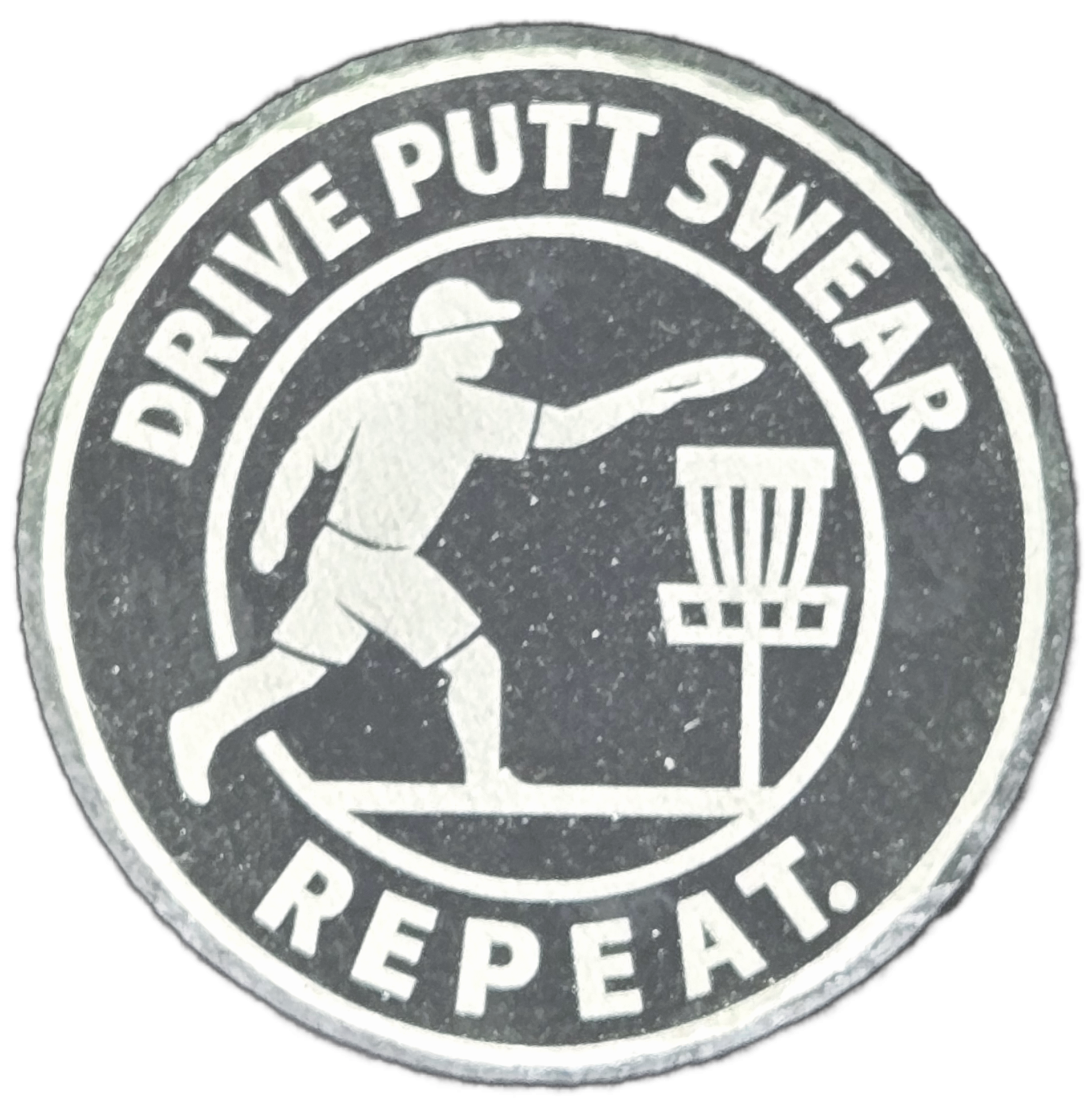 “Drive Putt Swear Repeat” – Slate Coaster (Circle of Chains Series)