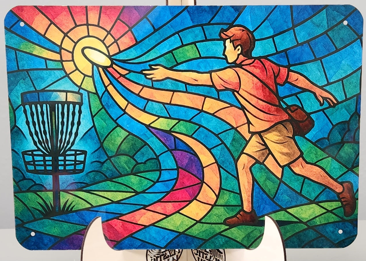 Stained Glass Throw – Disc Golf Sign
